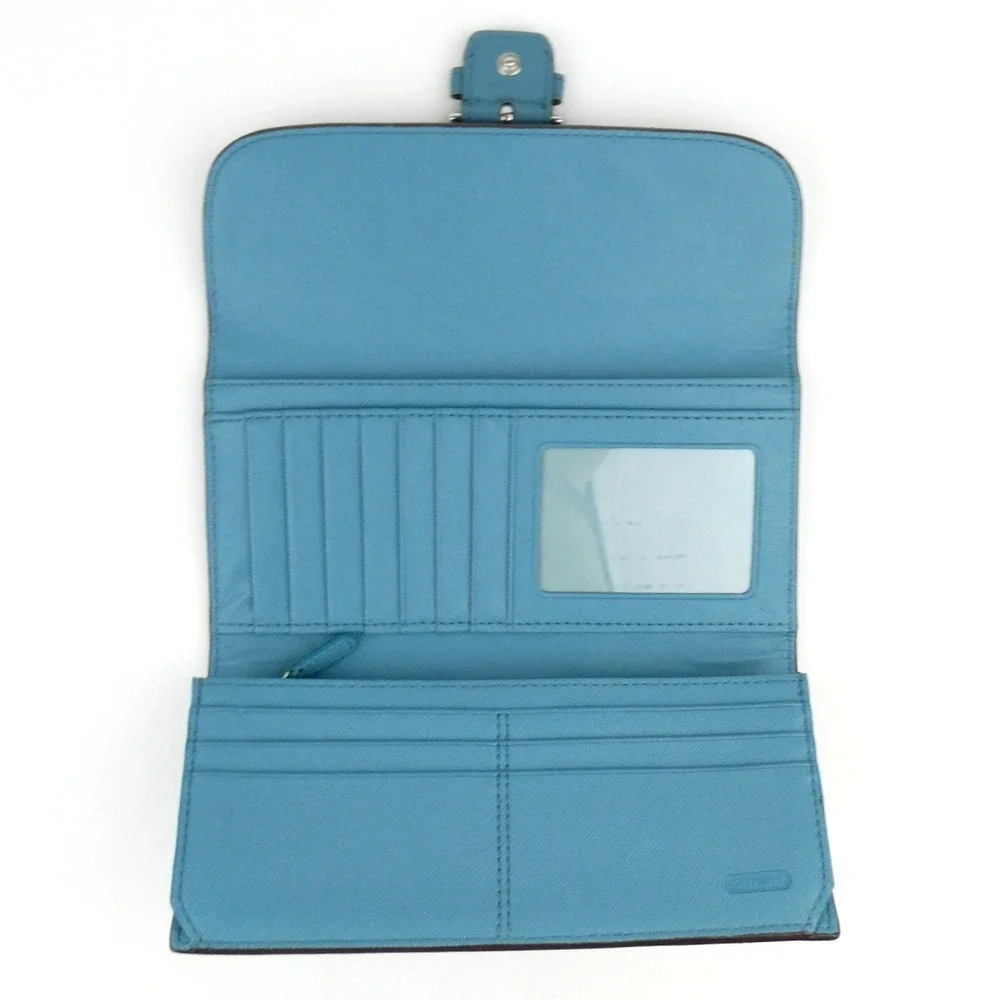 Coach Soho Teal Leather Trifold Wallet